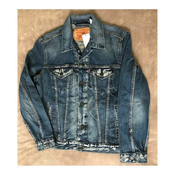 Levi's Trucker Jean Jacket Faded Distressed Size Small NWT - Picture 2 of 7